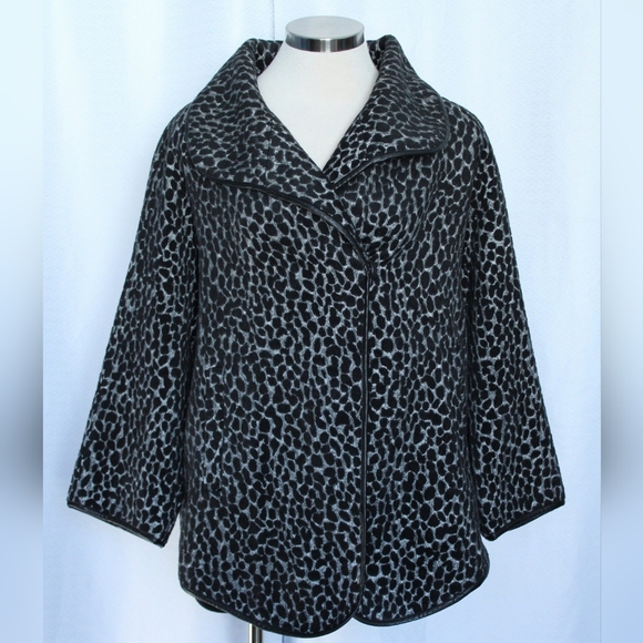 Chico's Jackets & Blazers - Chico’s Size 1 Black Grey Leopard Print Short Coat